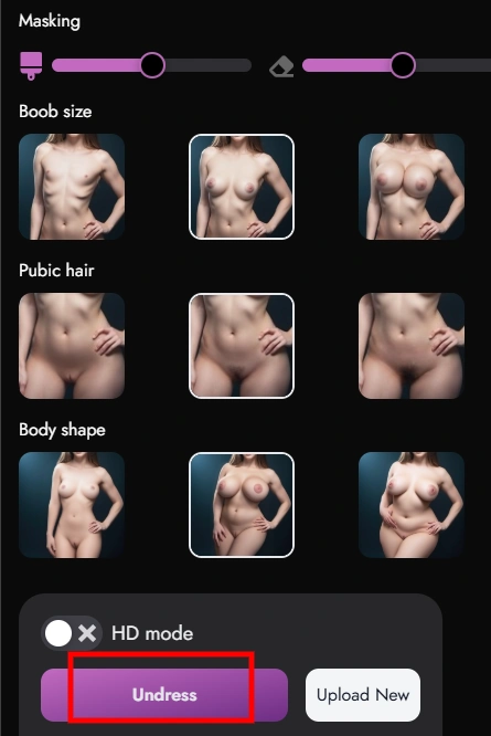 Customize Undressed images with Ai-Undresser.app Tool